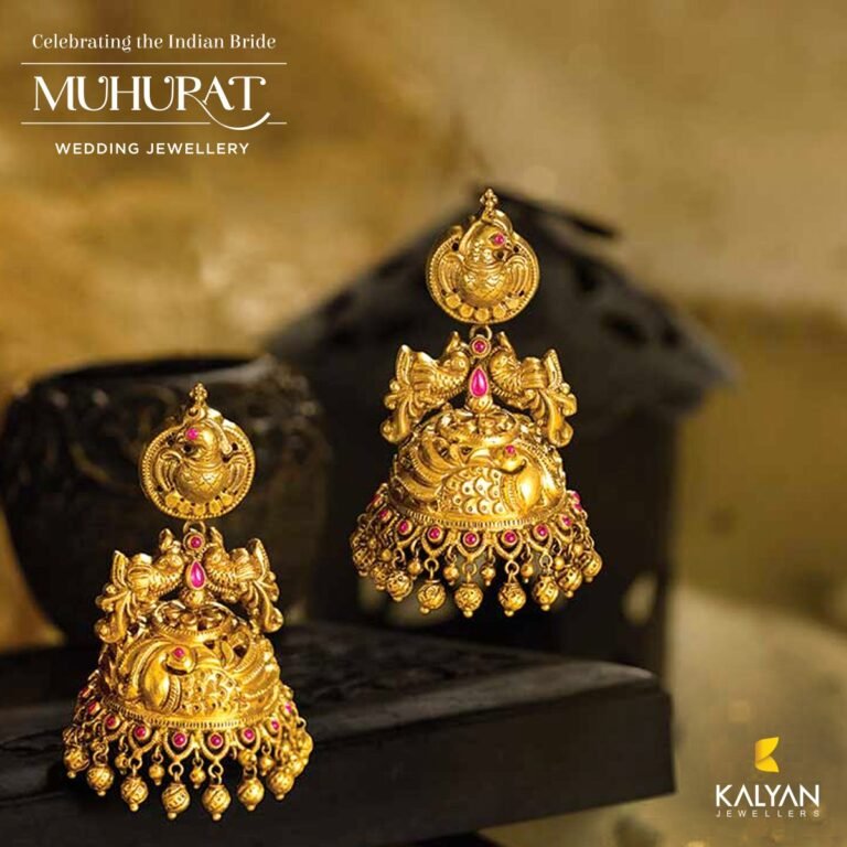 Jhumka earrings by Kalyan Jewellers……………